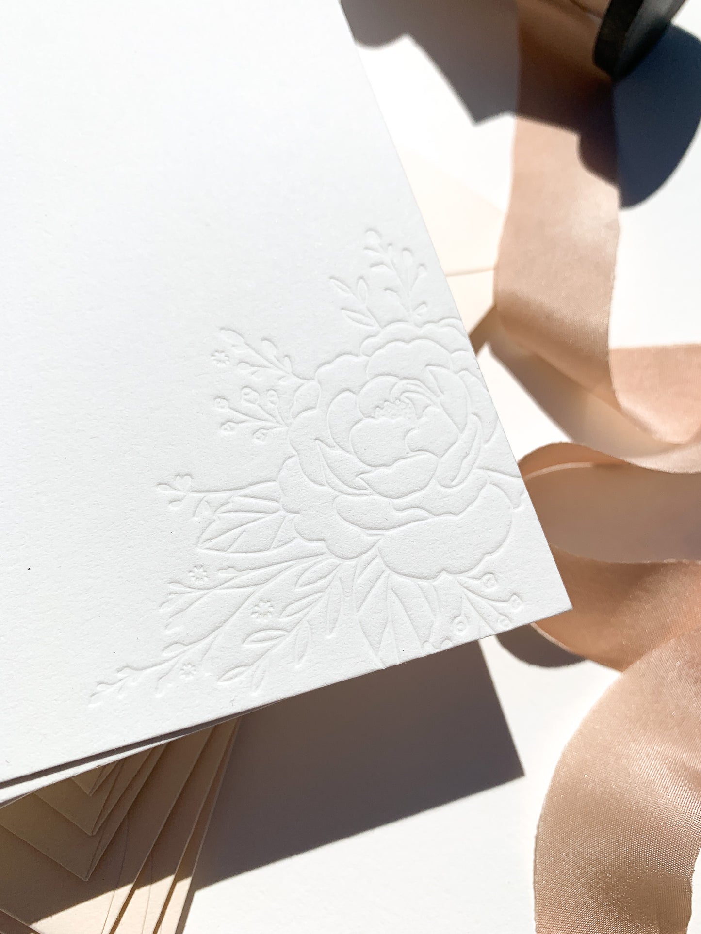 Thank You Cards with Floral Detail | Boxed Set of 6 Letterpress Flat Cards