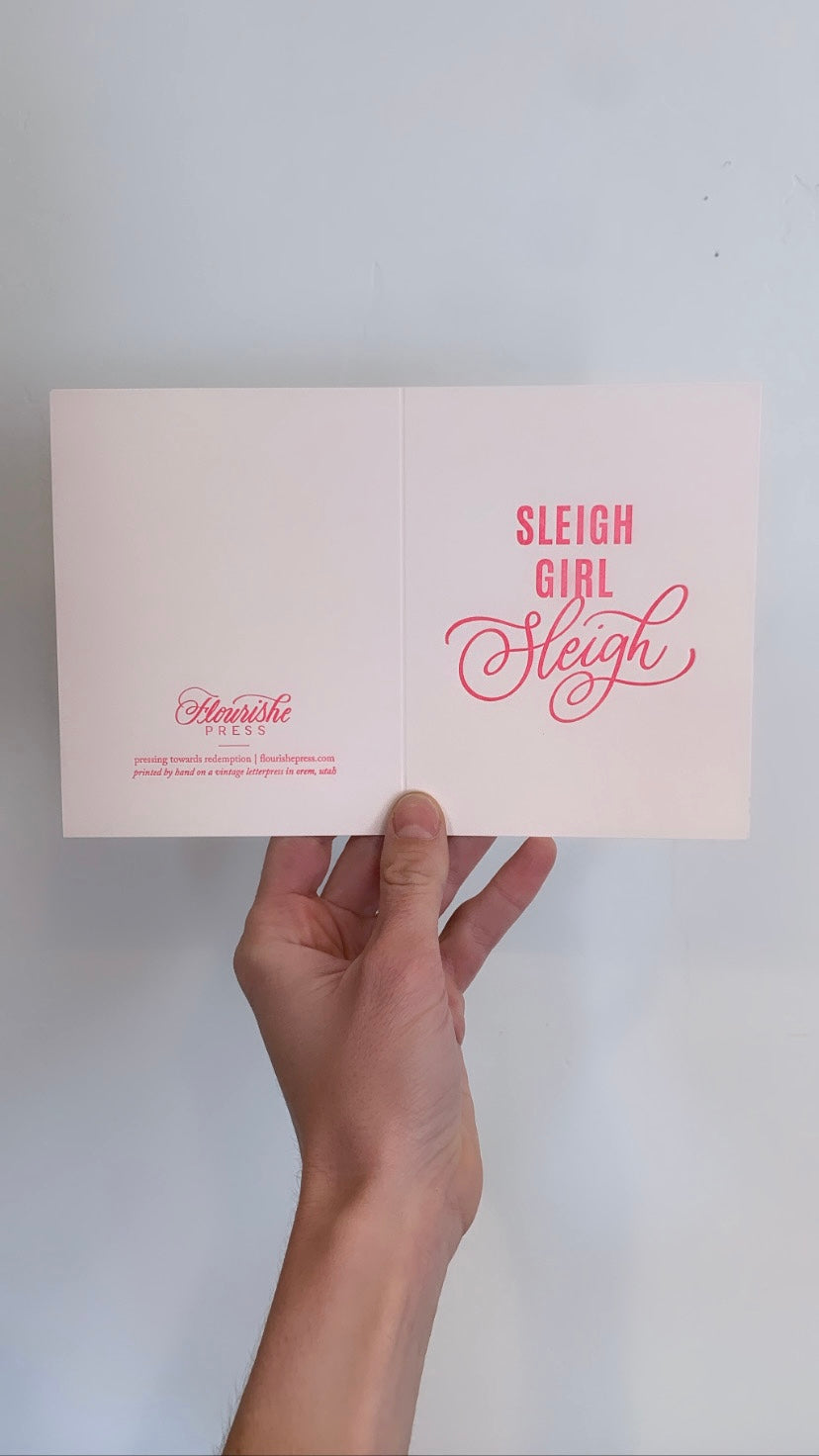 Sleigh Girl Sleigh Holiday Card | Single A2 Card or Box Set of 6