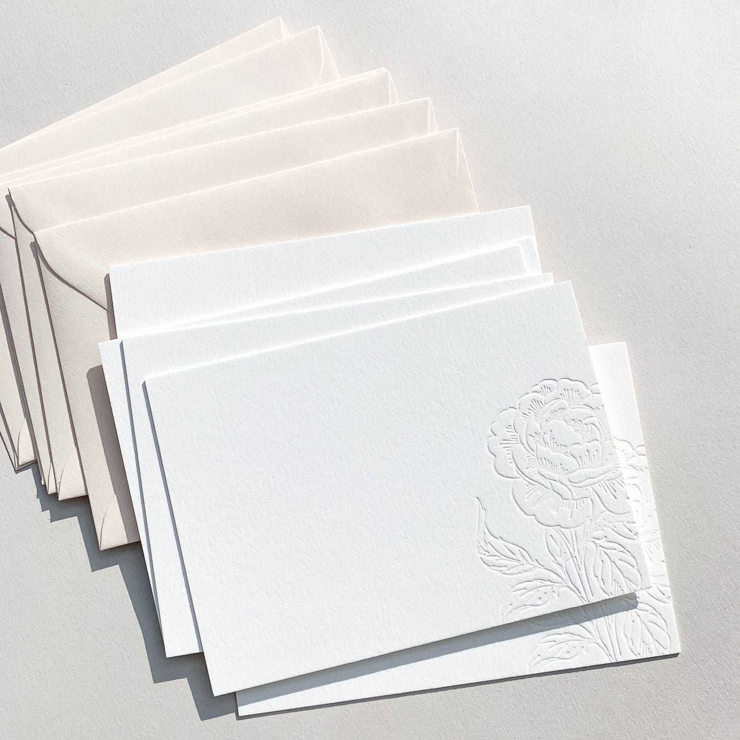 Peony Floral Stationery | Letterpress Flat Notecards