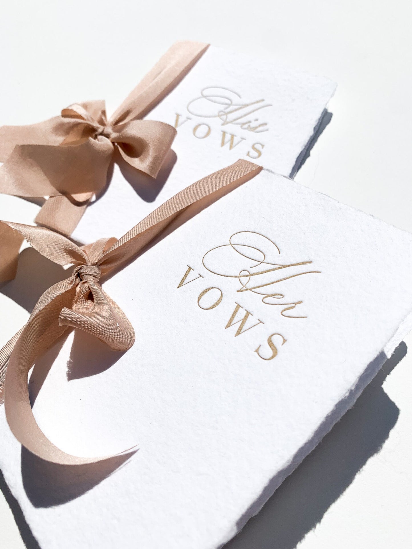 His and Hers Wedding Vow Book | Handmade Paper + Letterpress