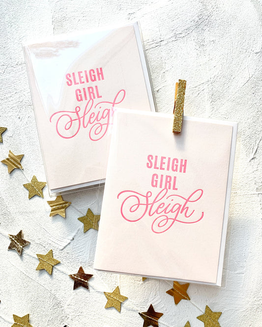 Sleigh Girl Sleigh Holiday Card | Single A2 Card or Box Set of 6