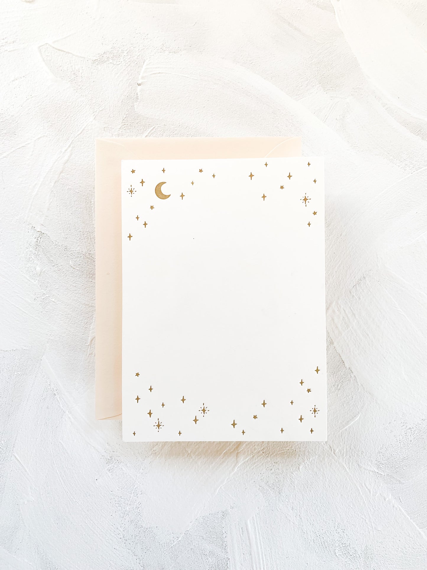 Gold Moon & Stars Stationery | Flat Notecards and Envelopes