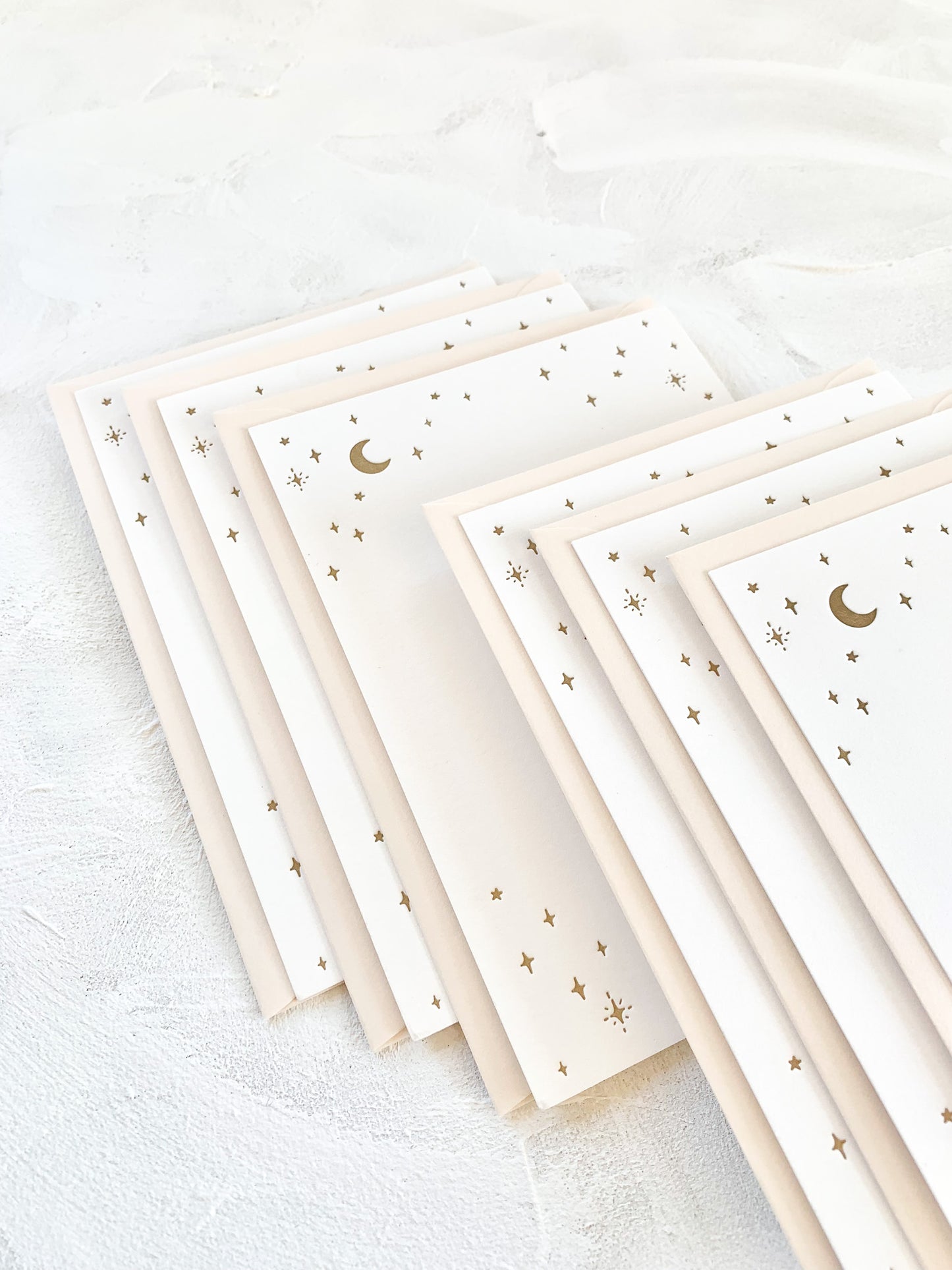 Gold Moon & Stars Stationery | Flat Notecards and Envelopes